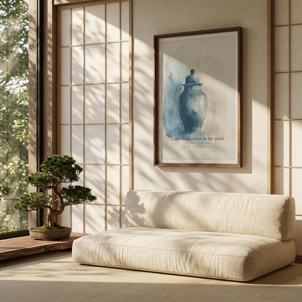 "I hold space for what matters." — Vintage Ginger Jar Print No. 1, Blue and White Chinoiserie Wall Art
