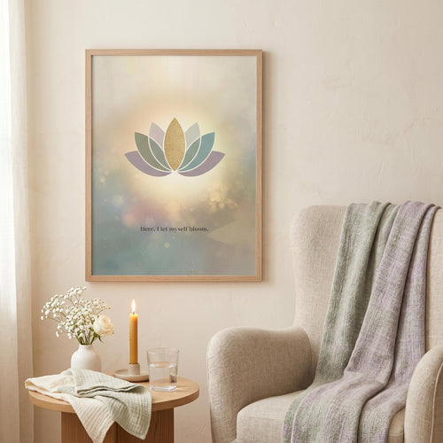 "Bloom at Your Own Pace" — Lotus Flower Affirmation Print