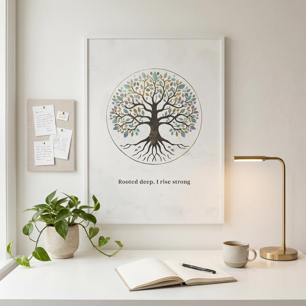 "Rooted Deep, I Rise Strong" — Tree of Life Zen Art Print