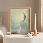 "Rest, reset, begin again." — New Moon Celestial Print, Minimalist Spiritual Wall Art