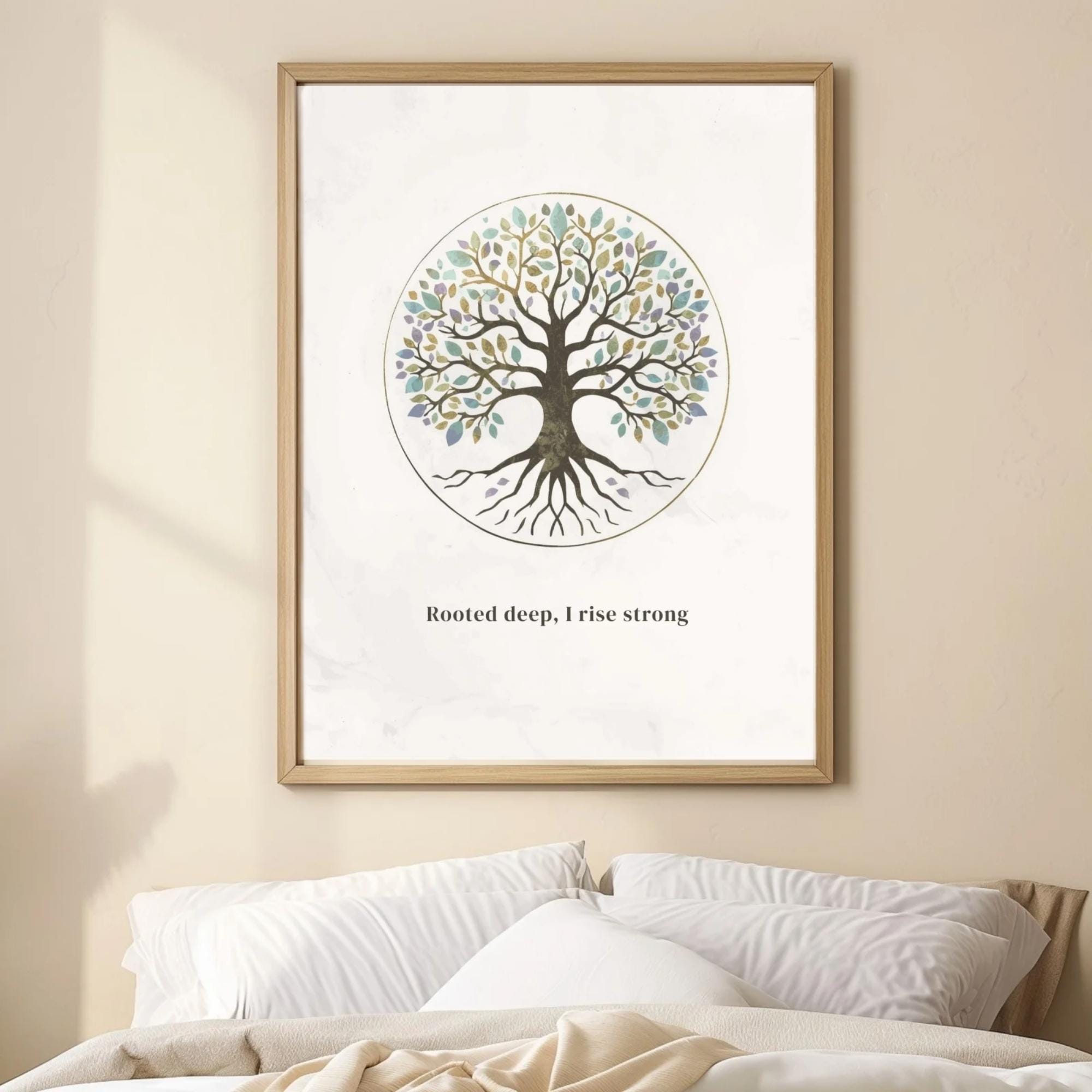 "Rooted, flowing, blooming." — Healing Journey Gallery Wall Set of 3, Pastel Affirmation Prints
