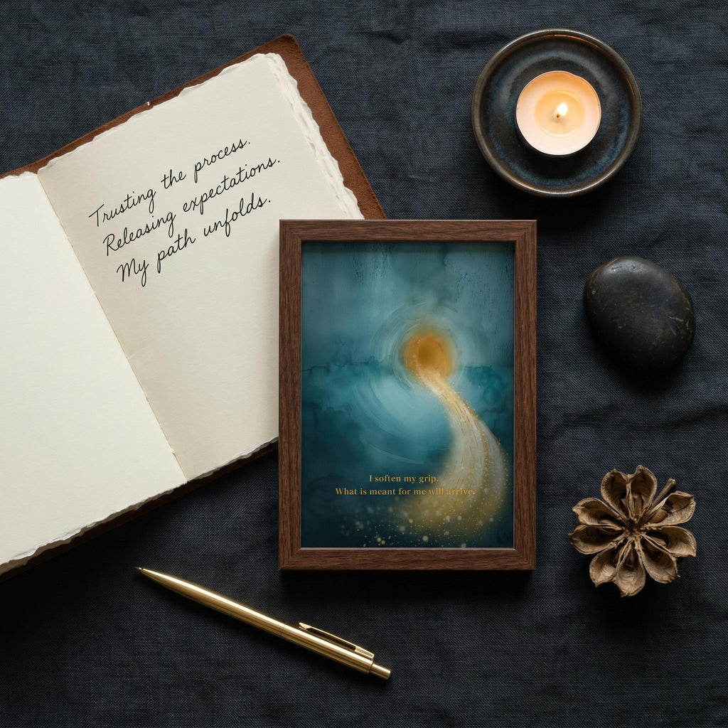 "I Can Soften My Grip" — Teal & Gold Abstract Affirmation Print | Digital Download