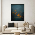 "There is room for every light, including mine." — Teal & Gold Distant Lights Abstract Print