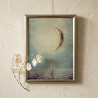 "Rest, reset, begin again." — New Moon Celestial Print, Minimalist Spiritual Wall Art