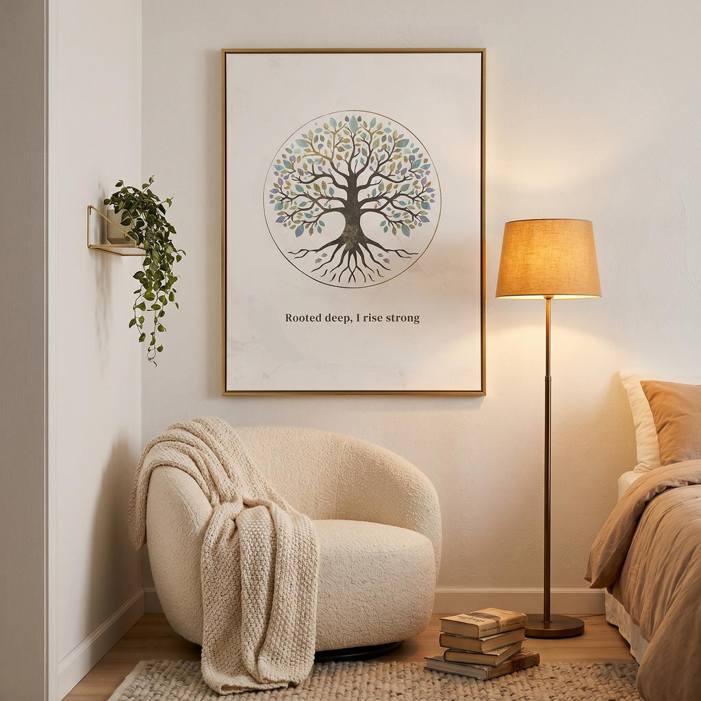 "Rooted Deep, I Rise Strong" — Tree of Life Zen Art Print