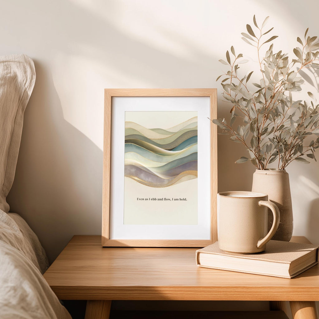 "Even as I ebb and flow, I am held" — Abstract Wave Art Print