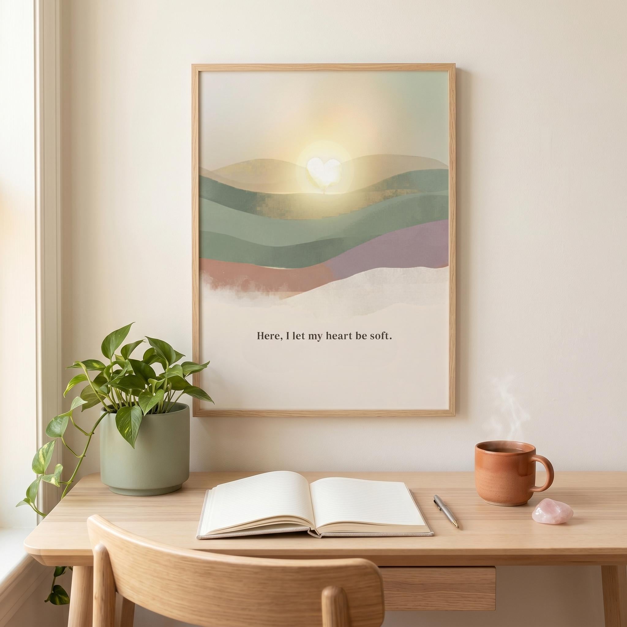 "Here, I let my heart be soft." — Zen Landscape Print