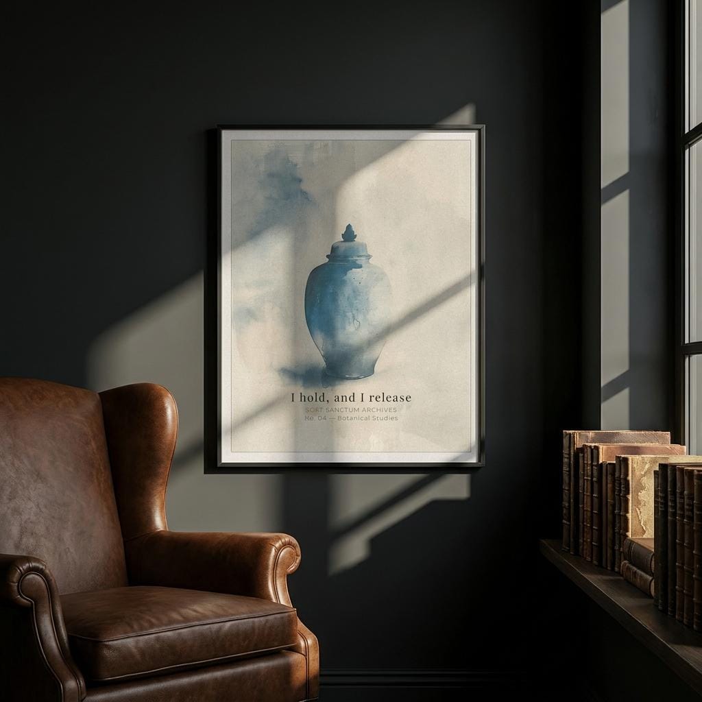 "I hold, and I release." — Vintage Ginger Jar Print, Blue and White Chinoiserie Wall Art (Digital Download)
