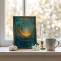 "Even in the dark, my edges are clear." — Teal & Gold Abstract Glow Print, Boundary Affirmation Wall Art