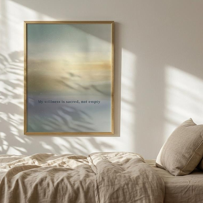 "My stillness is sacred, not empty." — Sage Green Abstract Horizon Print, Japandi Minimalist Wall Art (Digital Download)