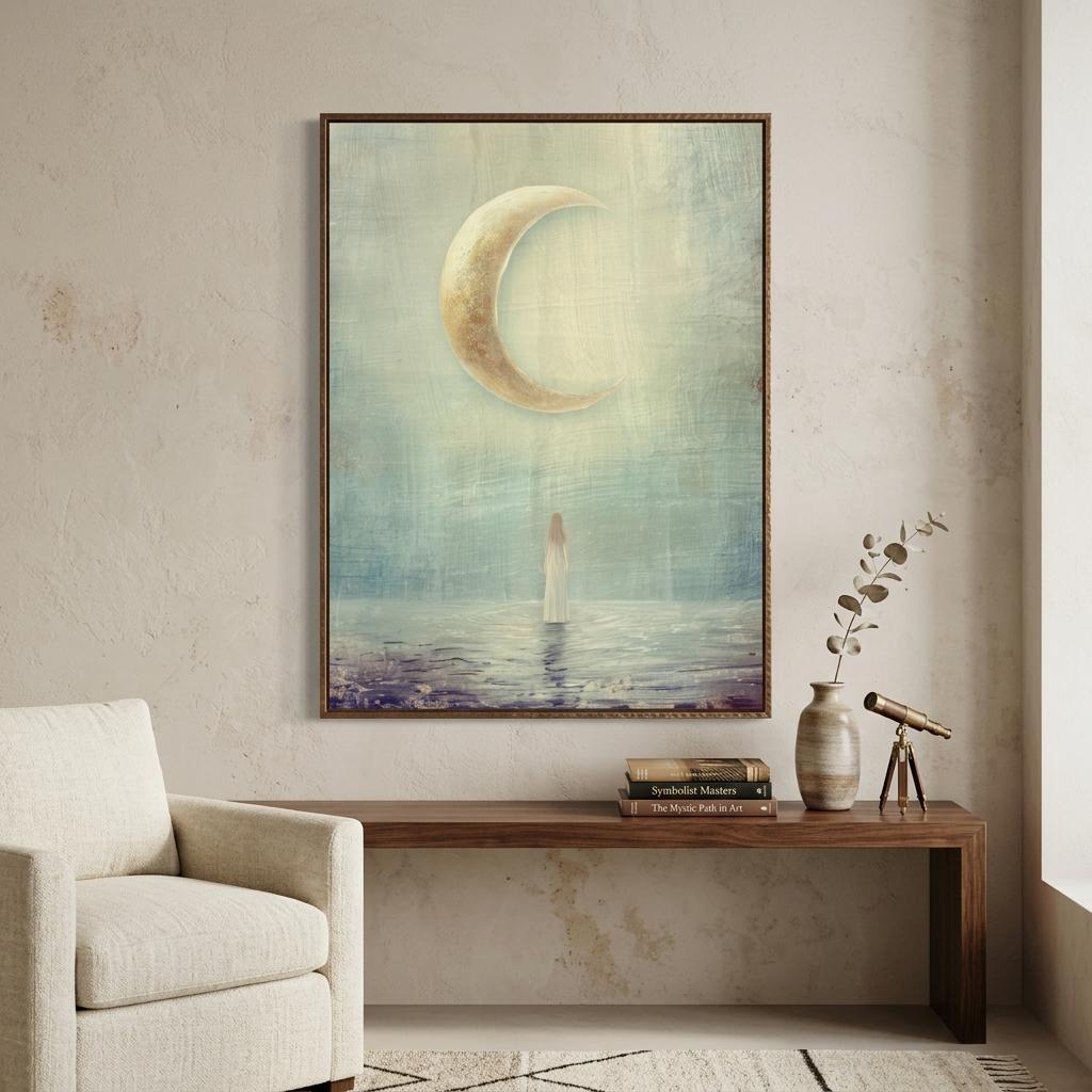 "I am becoming." — Crescent Moon Print, Minimalist Celestial New Beginnings Wall Art (Digital Download)