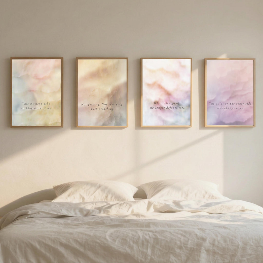 "Held, softened, released, stilled." — Erosion & Grace Pastel Watercolour Gallery Wall Set of 4 (Digital Download)