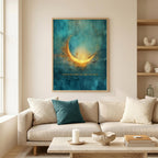 "Even in the dark, my edges are clear." — Teal & Gold Abstract Glow Print, Boundary Affirmation Wall Art