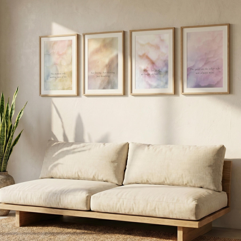 "Held, softened, released, stilled." — Erosion & Grace Pastel Watercolour Gallery Wall Set of 4 (Digital Download)