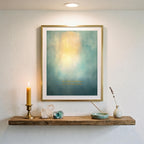 "My energy is precious, and I let it be enough." — Teal & Gold Vertical Glow Abstract Print