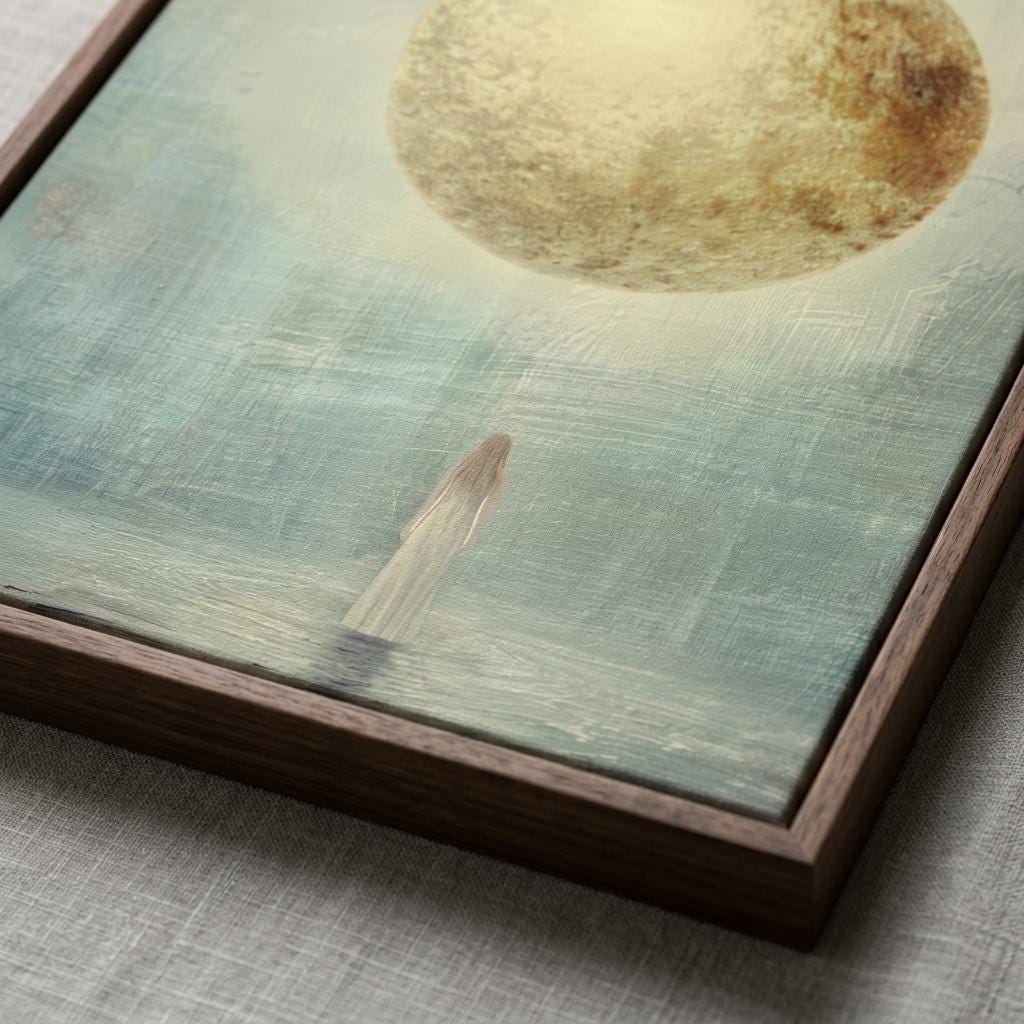 "I am full, I am enough." — Full Moon Celestial Print, Minimalist Spiritual Wall Art (Digital Download)