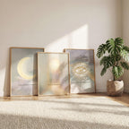 Spiritual Moon Chakra Vertical Print Set of 3, Narrow Hallway Wall Art