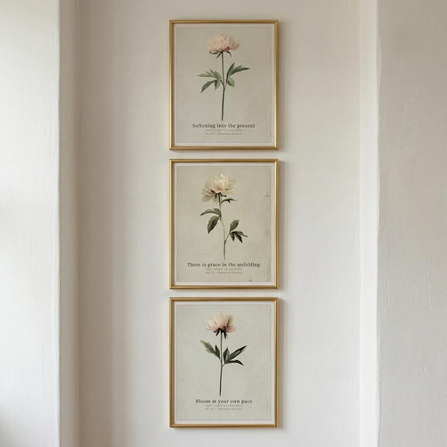 "Bloom, unfold, soften." — Vintage Peony Print Set of 3, Soft Botanical Grandmillennial Gallery Wall (Digital Download)