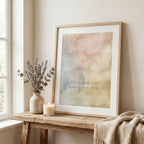 "This moment asks nothing more of me." — Holding Abstract Print, Soft Blush & Honey Mindfulness Wall Art