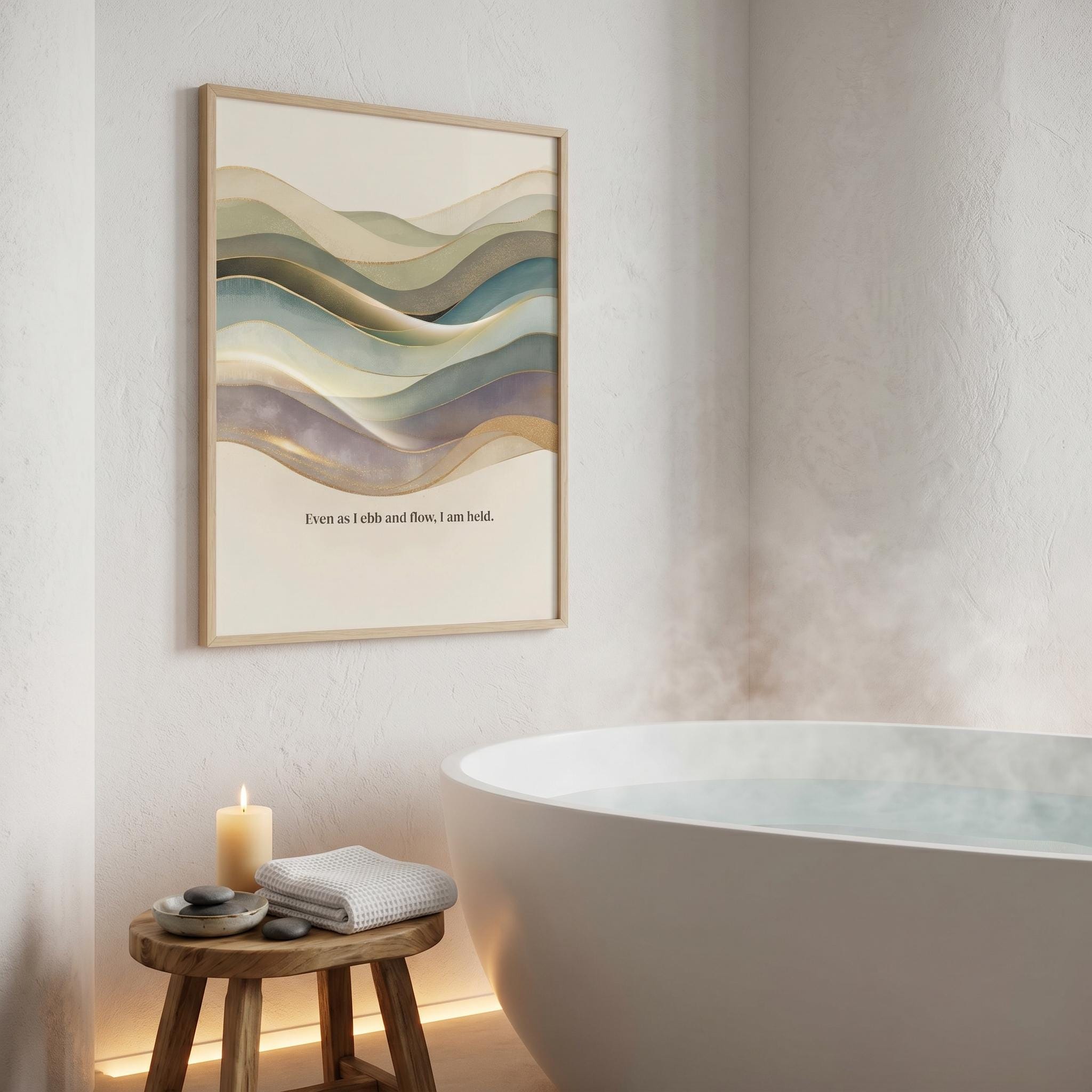 "Even as I ebb and flow, I am held" — Abstract Wave Art Print