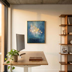 "I choose what I say yes to." — Teal & Gold Horizon Print, Abstract Skyline Boundary Affirmation Wall Art