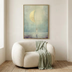 "I find harmony in the in-between." — Half Moon Print, Celestial Balance Wall Art, Teal & Gold (Digital Download)