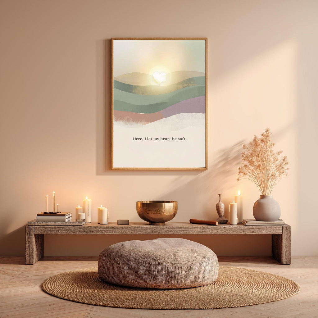 "Here, I let my heart be soft." — Zen Landscape Print