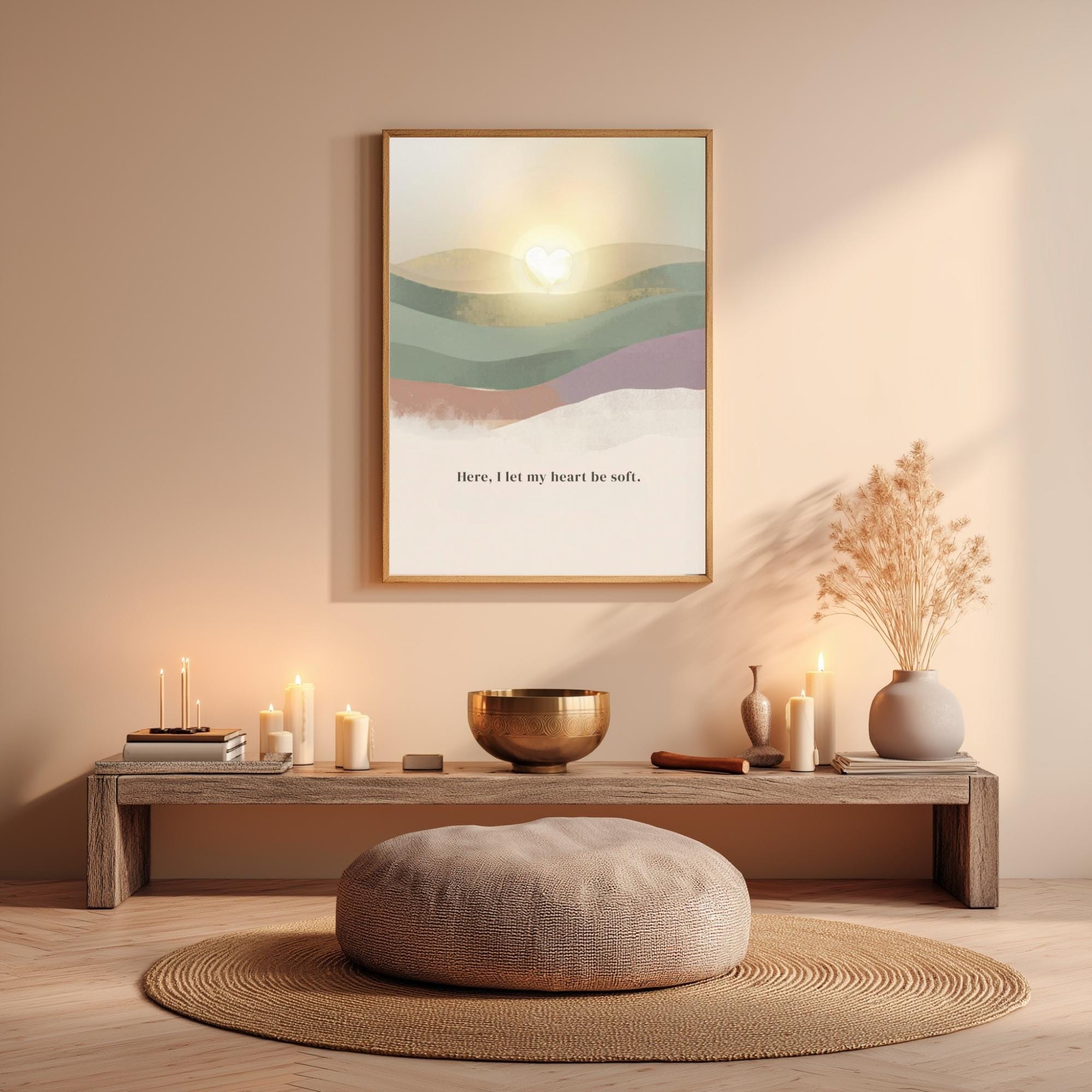 "Here, I let my heart be soft." — Zen Landscape Print