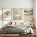 "Rooted, flowing, blooming." — Healing Journey Gallery Wall Set of 3, Pastel Affirmation Prints