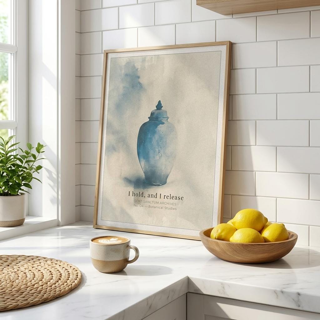"I hold, and I release." — Vintage Ginger Jar Print, Blue and White Chinoiserie Wall Art (Digital Download)