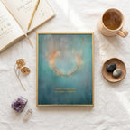 "I am gently supported, with space to breathe." — Teal & Gold Circle of Light Abstract Print (Digital Download)