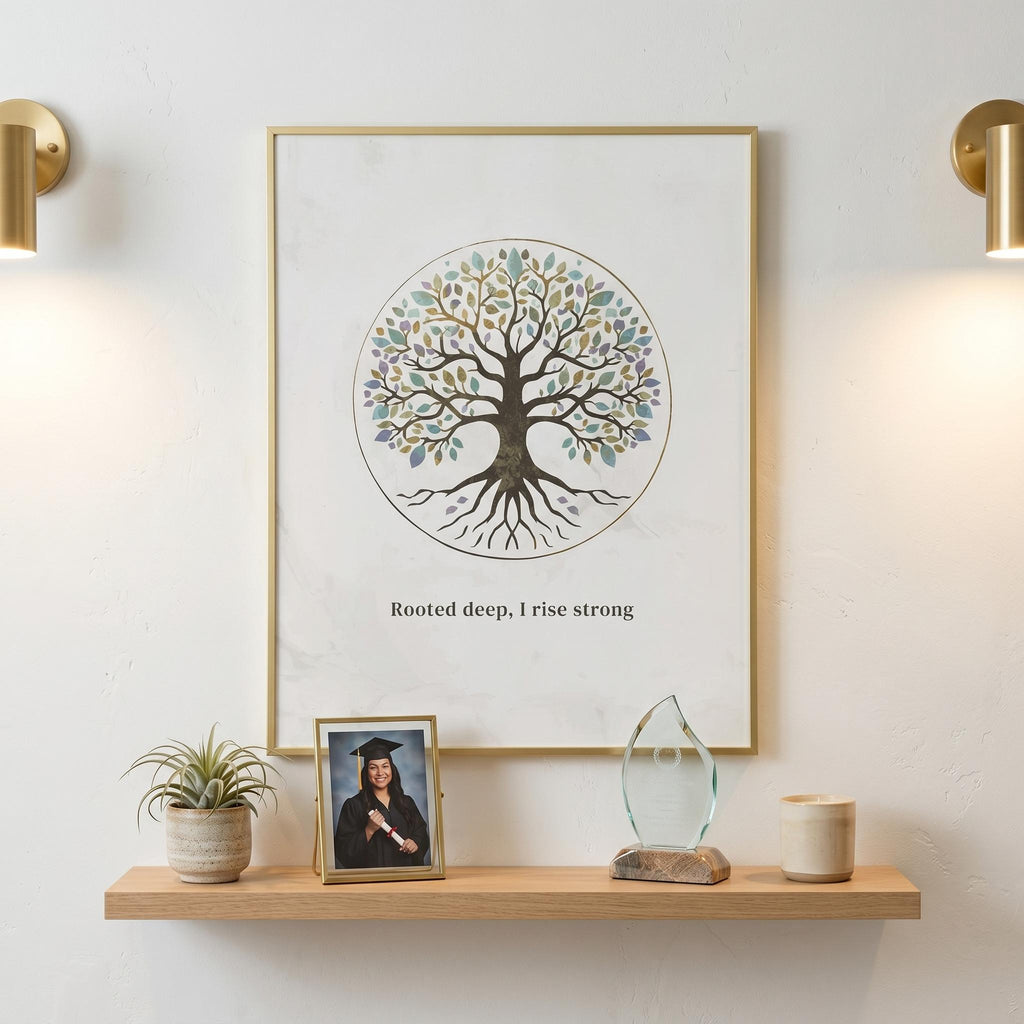 "Rooted Deep, I Rise Strong" — Tree of Life Zen Art Print