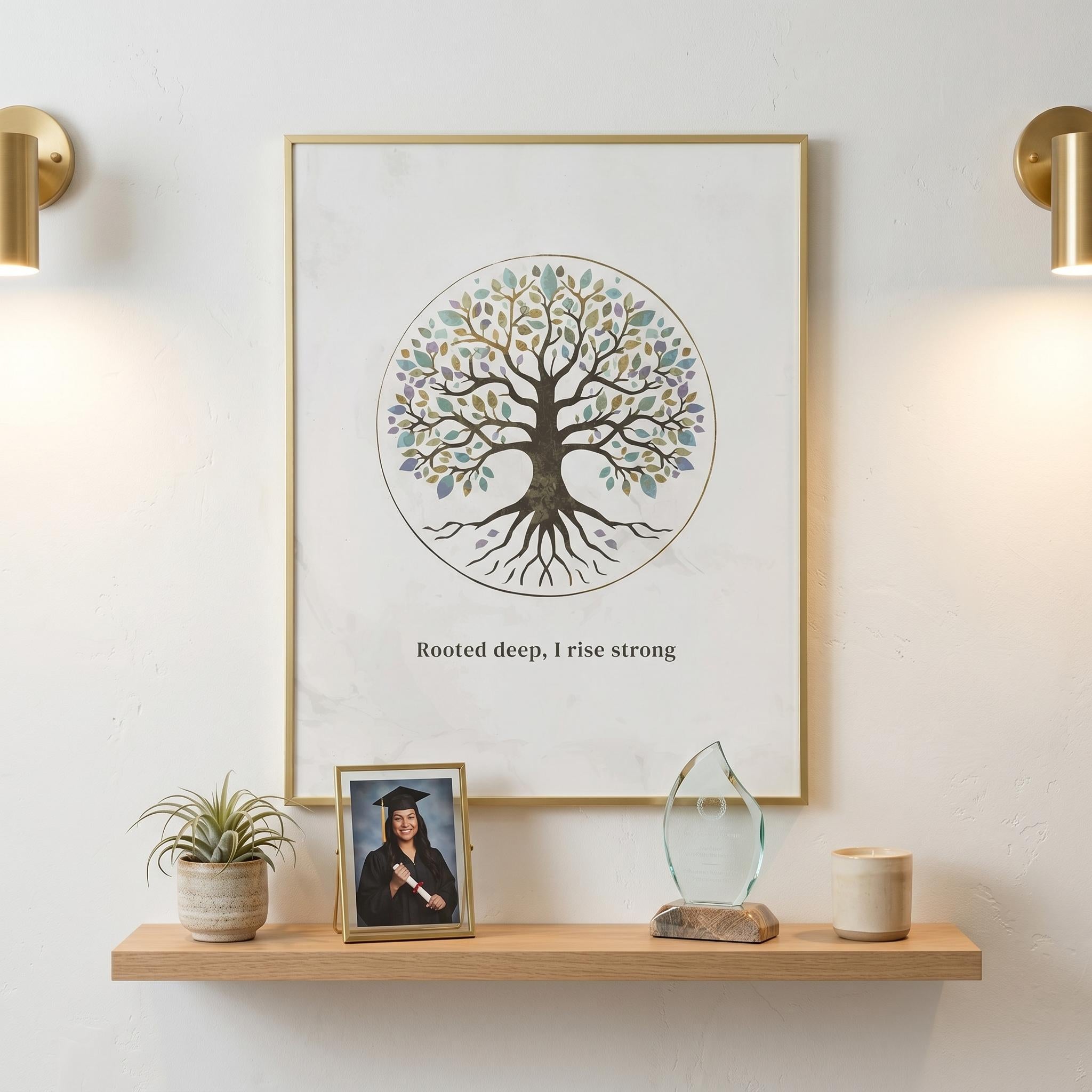 "Rooted Deep, I Rise Strong" — Tree of Life Zen Art Print