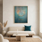 "I am gently supported, with space to breathe." — Teal & Gold Circle of Light Abstract Print (Digital Download)