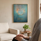"I am gently supported, with space to breathe." — Teal & Gold Circle of Light Abstract Print (Digital Download)