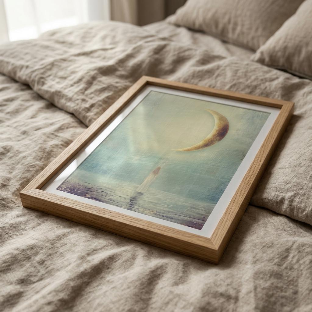 "Rest, reset, begin again." — New Moon Celestial Print, Minimalist Spiritual Wall Art