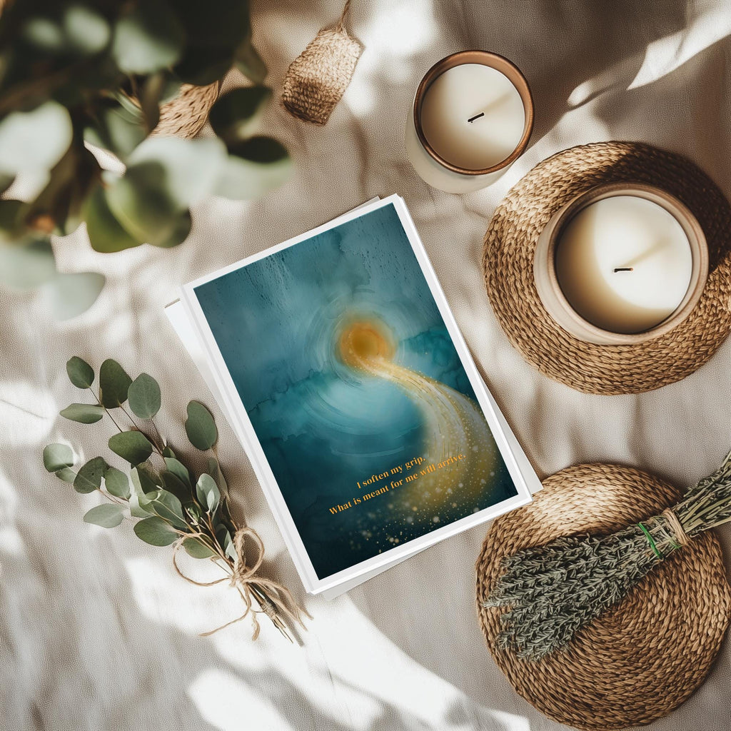 "I Can Soften My Grip" — Teal & Gold Abstract Affirmation Print | Digital Download