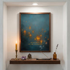 "There is room for every light, including mine." — Teal & Gold Distant Lights Abstract Print