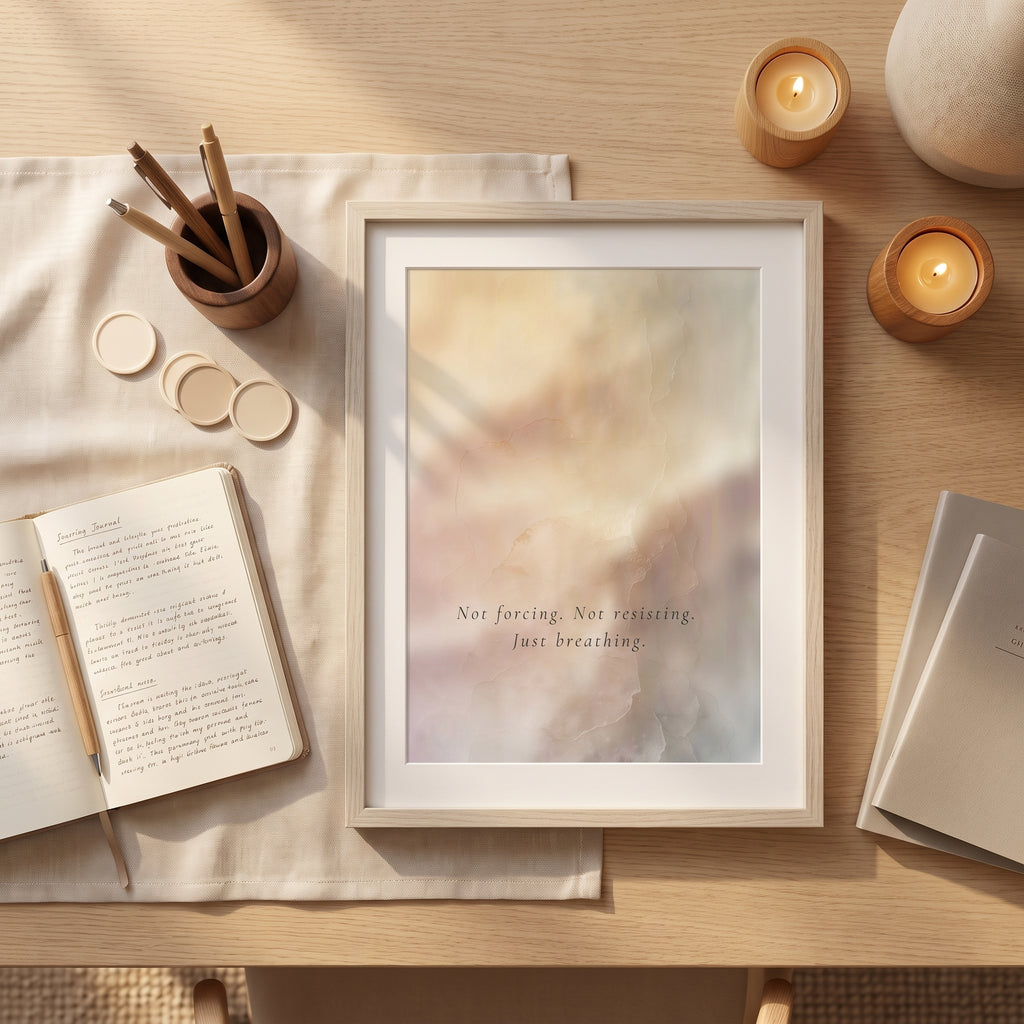 "Not forcing. Not resisting. Just breathing." — Softening Abstract Print, Mindfulness Wall Art (Digital Download)
