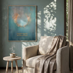 "I am gently supported, with space to breathe." — Teal & Gold Circle of Light Abstract Print (Digital Download)