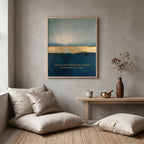 "There is a soft line between the world and me that protects my peace." — Teal & Gold Abstract Horizon Print (Digital Download)