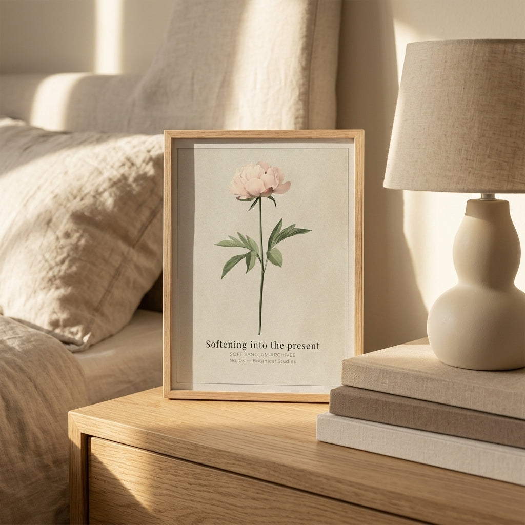 "Softening Into the Present" — Peony Affirmation Print