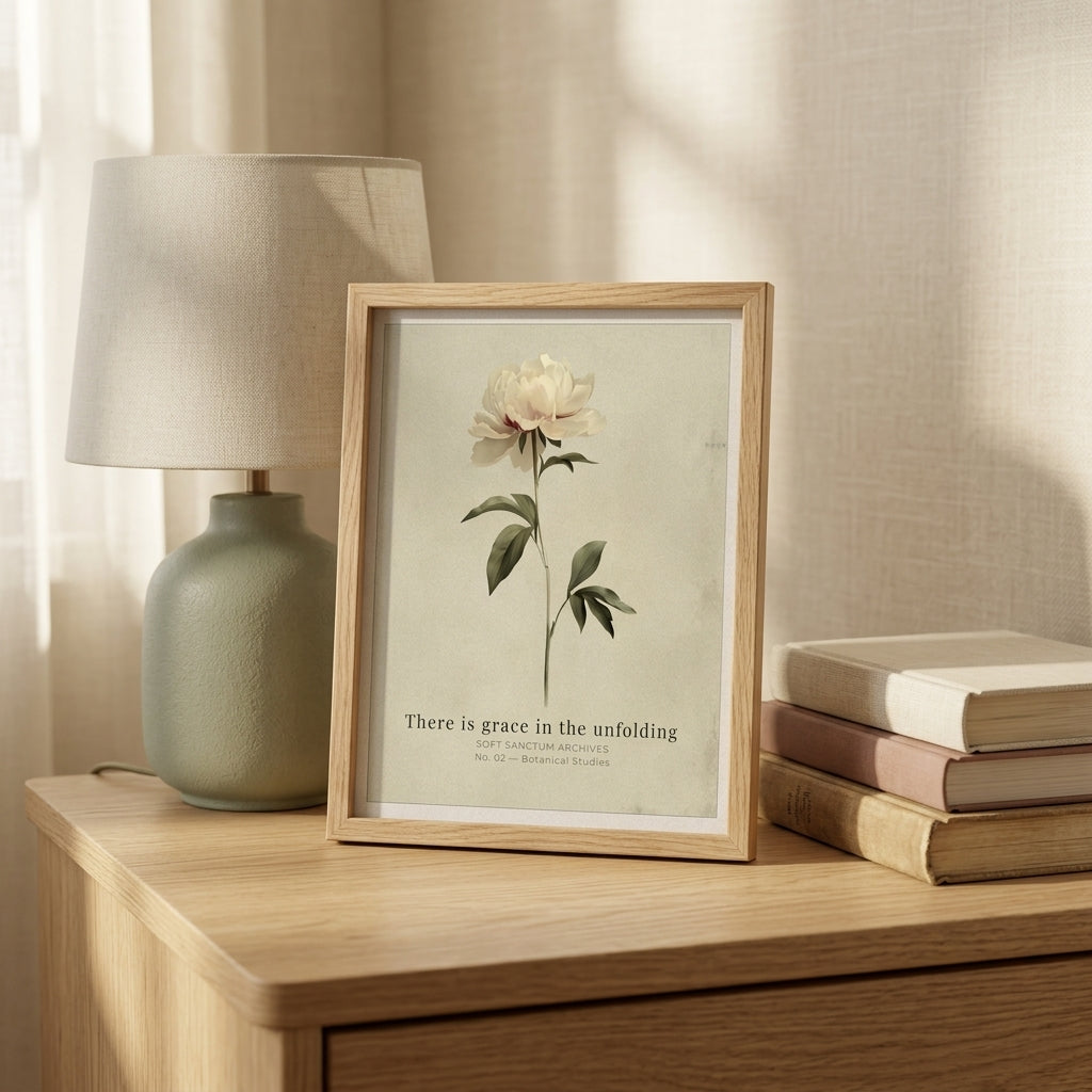 "There Is Grace in the Unfolding" — Peony Affirmation Print
