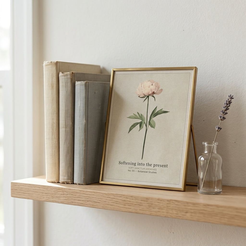 "Softening Into the Present" — Peony Affirmation Print