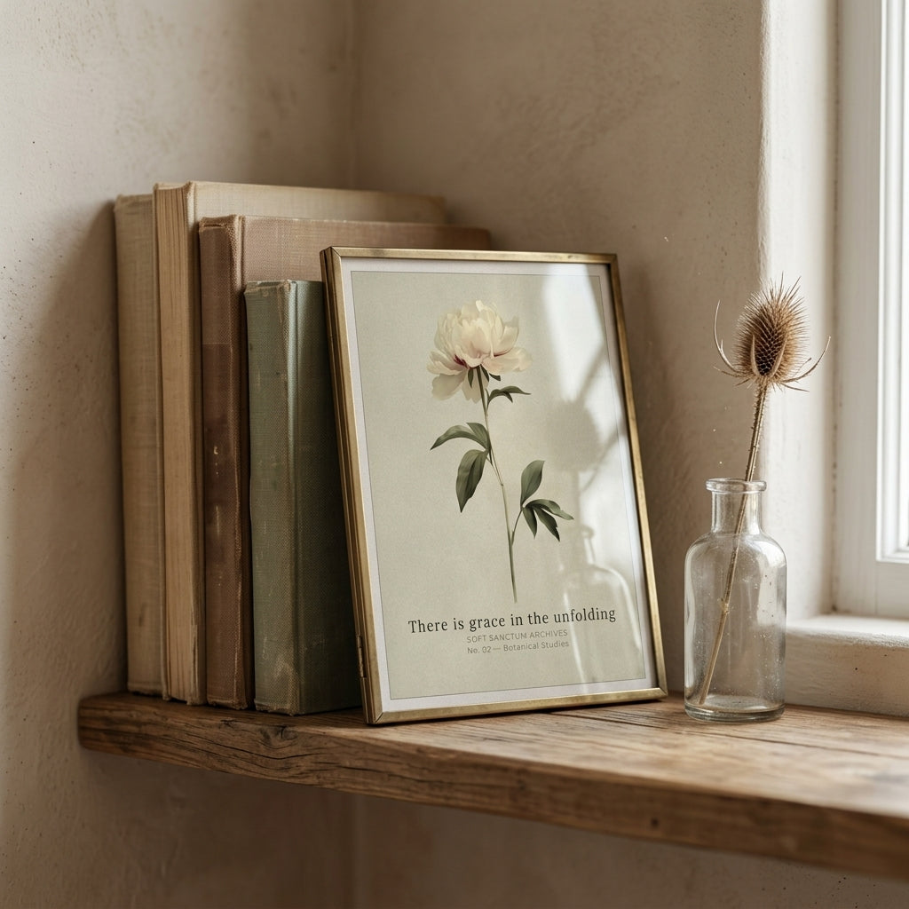 "There Is Grace in the Unfolding" — Peony Affirmation Print