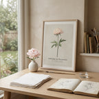 "Softening Into the Present" — Peony Affirmation Print