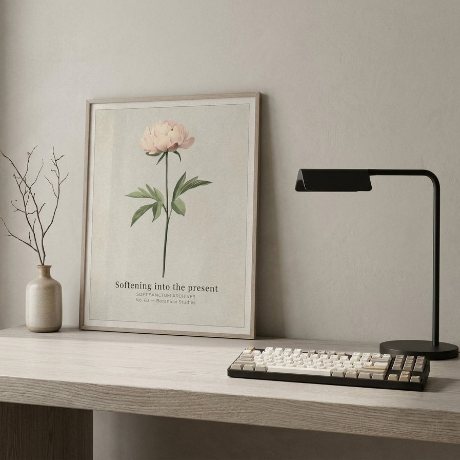 "Softening Into the Present" — Peony Affirmation Print