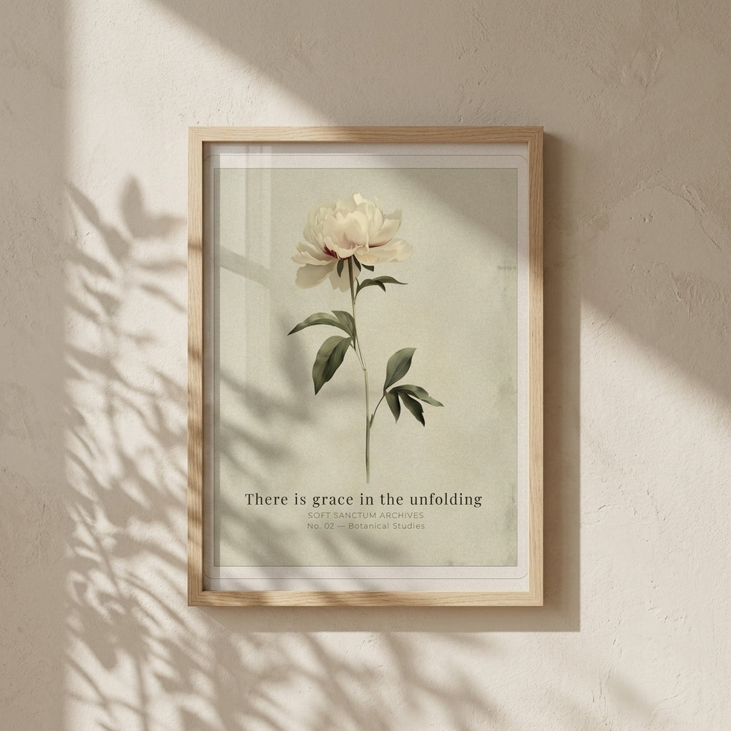 "There Is Grace in the Unfolding" — Peony Affirmation Print