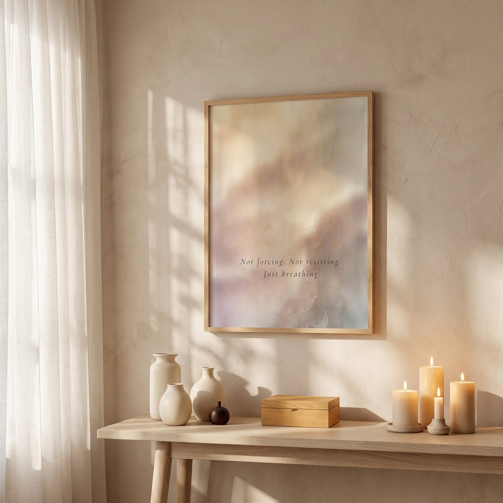 "Not forcing. Not resisting. Just breathing." — Softening Abstract Print, Mindfulness Wall Art (Digital Download)