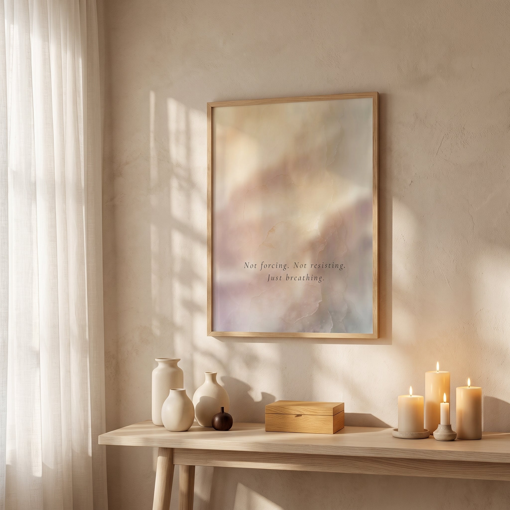 "Not forcing. Not resisting. Just breathing." — Softening Abstract Print, Mindfulness Wall Art (Digital Download)